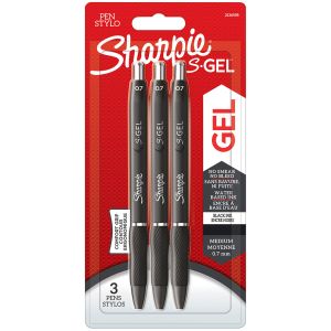 Sharpie S-gel 0,7mm, 3 kpl Musta, blister N