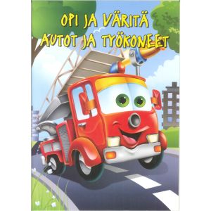 Opi ja väritä -kirja Autot ja työkoneet