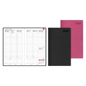 Kalenteri 2026, taskukoko musta ja pinkki N