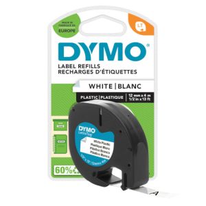 Dymo Letratag -muoviteippi | valkoinen | 12 mm x 4 m N