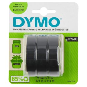Dymo kohokirjoitinnauha | musta | 9 mm x 3 m | 3 rll/pak N