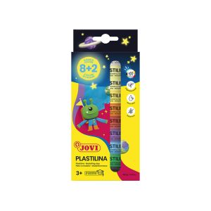 Muovailuvaha Plastilina 15g, 8 perusväriä + 2 hohtavaa, Display