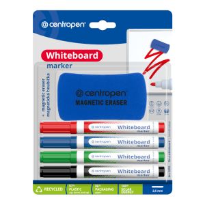 Valkotaulusetti 4+1|Kynät+Pyyhin